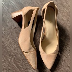 Cole Haan Nude Suede Block Heels